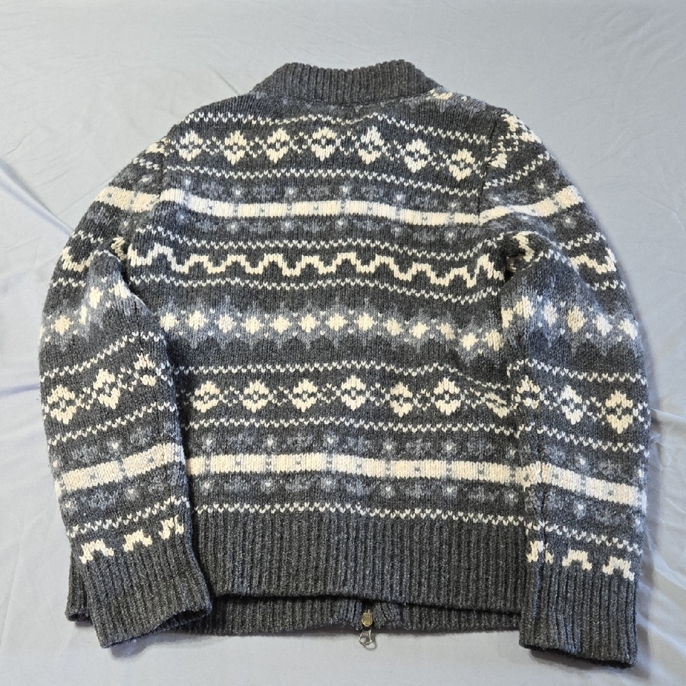 L.L. Bean Sz Medium Womens Charcoal and Cream Zip Up Sweater - Picture 5 of 8